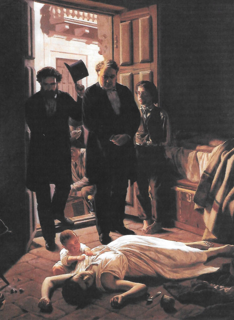 Cuadro Episodio de la Fiebre Amarilla, de Juan Manuel Blanes, en donde aparecen Roque Pérez y Manuel G. Argerich